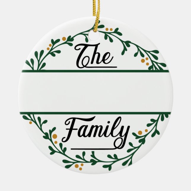 Custom Family Round Christmas Ceramic Tree Decoration (Front)
