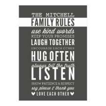 CUSTOM FAMILY RULES modern typography dark gray