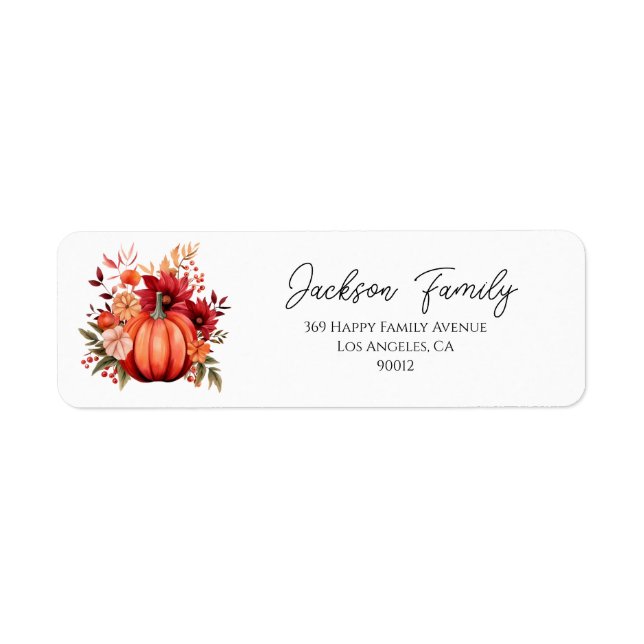 Custom  Family Rustic Red Pumpkin Return label (Front)
