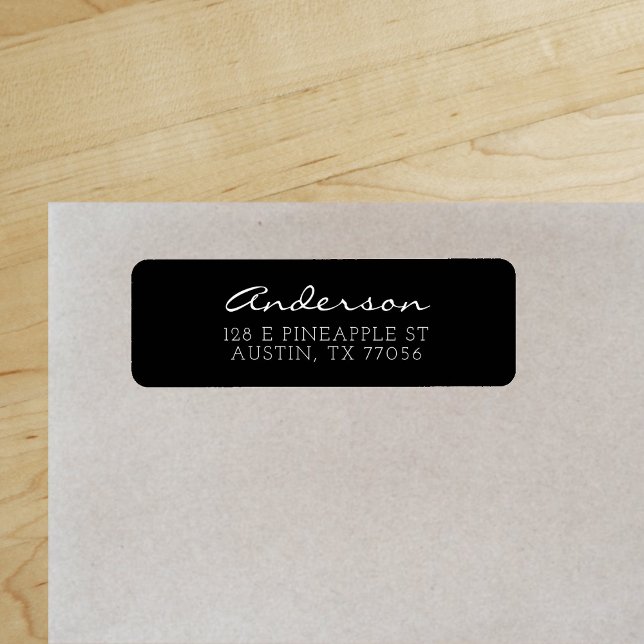 Custom Family Script | Black | Return Address ("Everyday is abundantly beautiful." 
Sincerely Best Wishes from Lucky Design World)