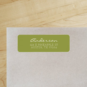 Custom Family Script Olive Green Return Address