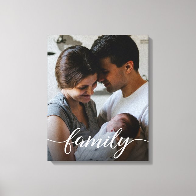 Custom Family script personalised photo Canvas Print (Front)