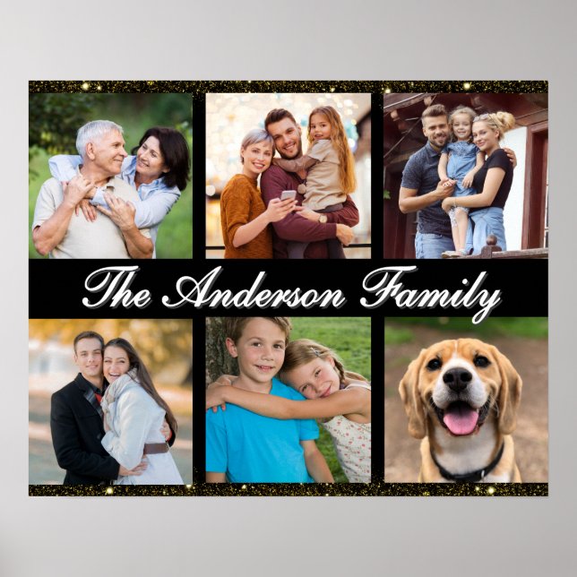 Custom Family Six Photo Collage Poster (Front)