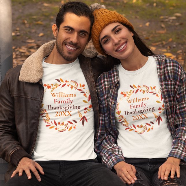 Custom Family Thanksgiving Autumn Wreath T-Shirt (Creator Uploaded)