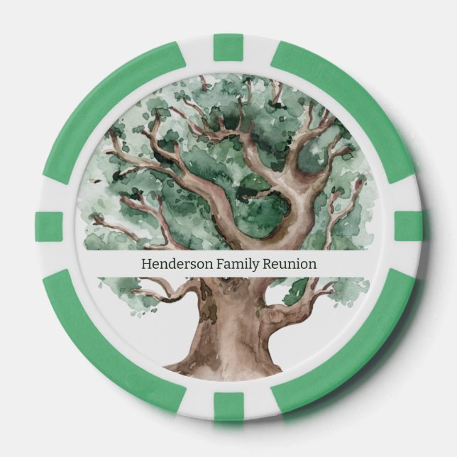 Custom Family Tree Family Reunion Name Poker Chips (Front)