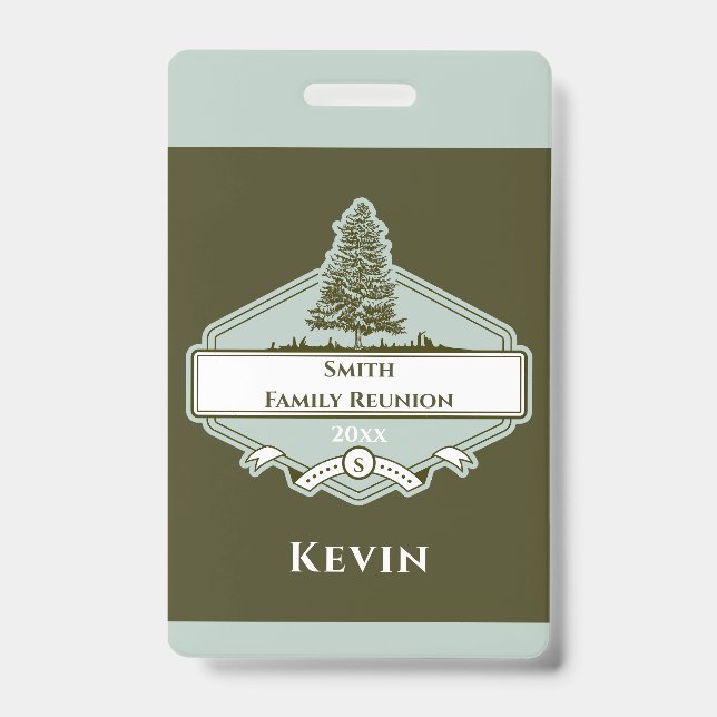 Custom Family Tree Logo Reunion Name Badge ID Badge (Front)