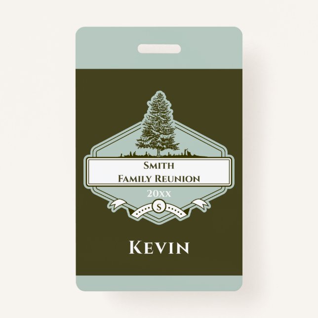 Custom Family Tree Logo Reunion Name Badge ID Badge (Front)