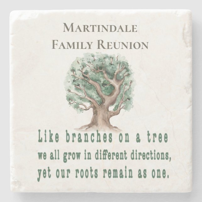 Custom Family Tree Reunion Stone Coaster (Front)