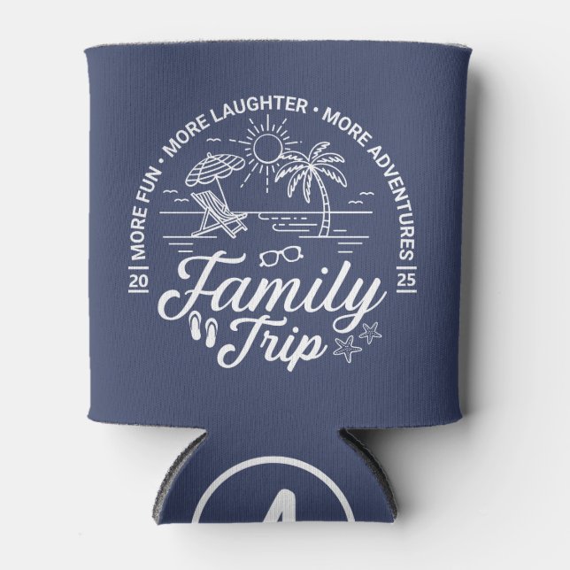 Custom Family Trip Group Matching Beach Vacation Can Cooler (Front)