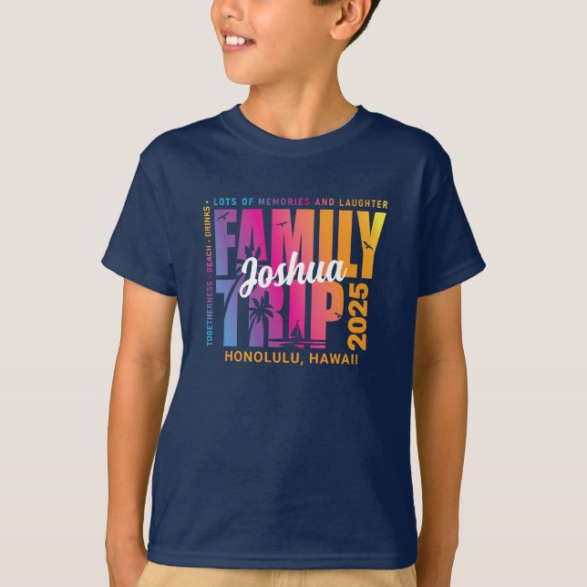 Custom Family Trip Matching Group Vacation T-Shirt (Front)