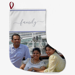 Custom Family Two Photo Double-Sided Christmas Large Christmas Stocking