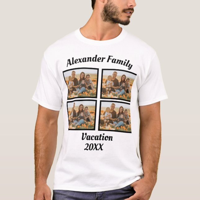Custom Family Vacation 4 Photo T-Shirt (Front)