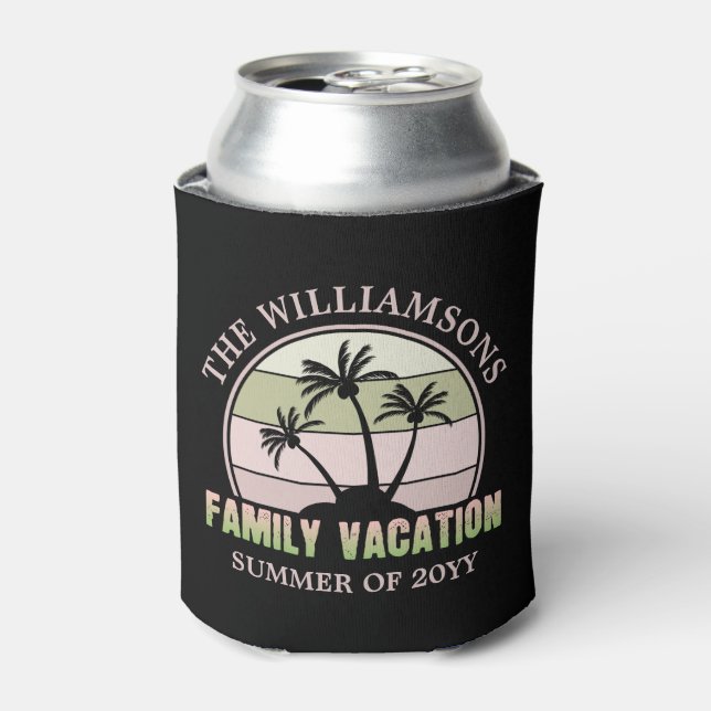 Custom Family Vacation Beach Tropical Island Can Cooler (Can Front)