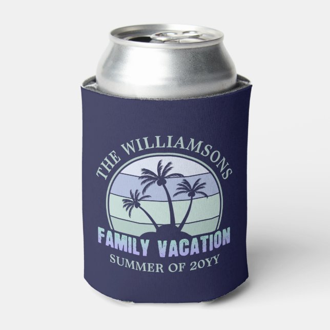 Custom Family Vacation Beach Tropical Island Can Cooler (Can Front)