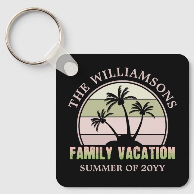 Custom Family Vacation Beach Tropical Island Key Ring (Front)