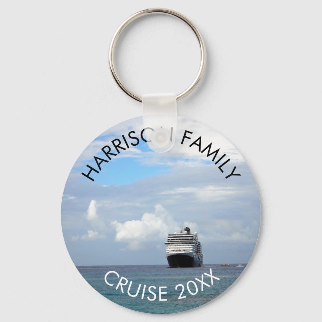 Custom Family Vacation Cruise | Ocean Cruise Ship Key Ring (Front)