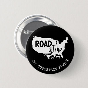 Custom Family Vacation Family Road Trip USA Map 6 Cm Round Badge
