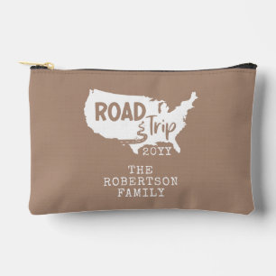 Custom Family Vacation Family Road Trip USA Map Accessory Pouch