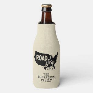 Custom Family Vacation Family Road Trip USA Map Bottle Cooler
