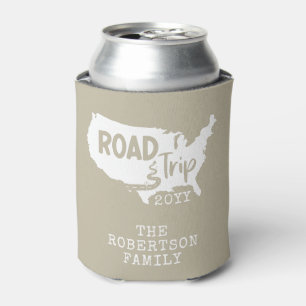 Custom Family Vacation Family Road Trip USA Map Can Cooler