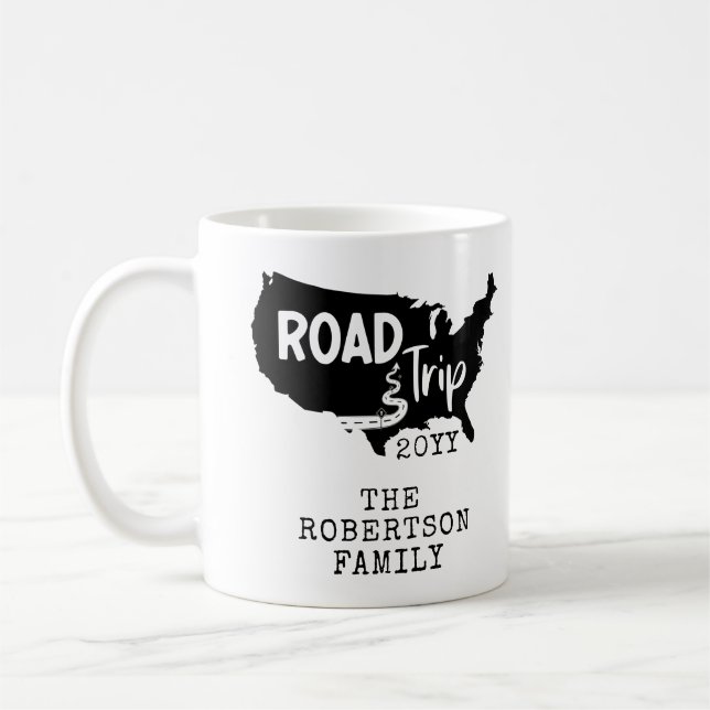 Custom Family Vacation | Family Road Trip USA Map Coffee Mug (Left)