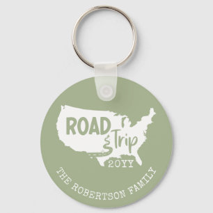 Custom Family Vacation Family Road Trip USA Map Key Ring
