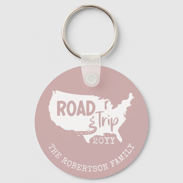 Custom Family Vacation | Family Road Trip USA Map Key Ring (Front)