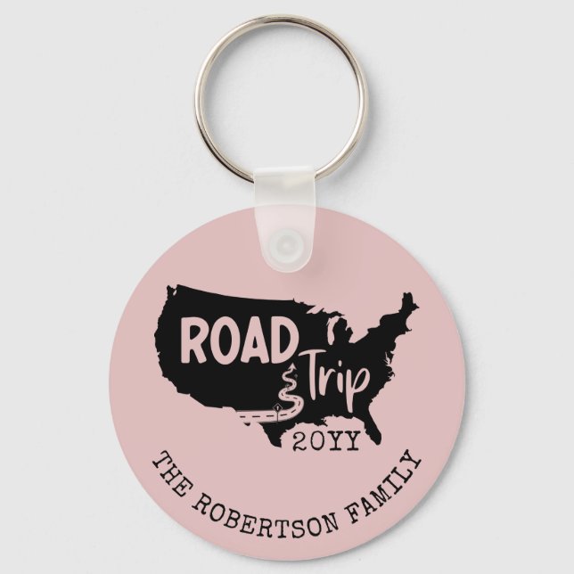 Custom Family Vacation | Family Road Trip USA Map Key Ring (Front)