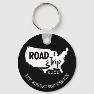 Custom Family Vacation   Family Road Trip USA Map Key Ring