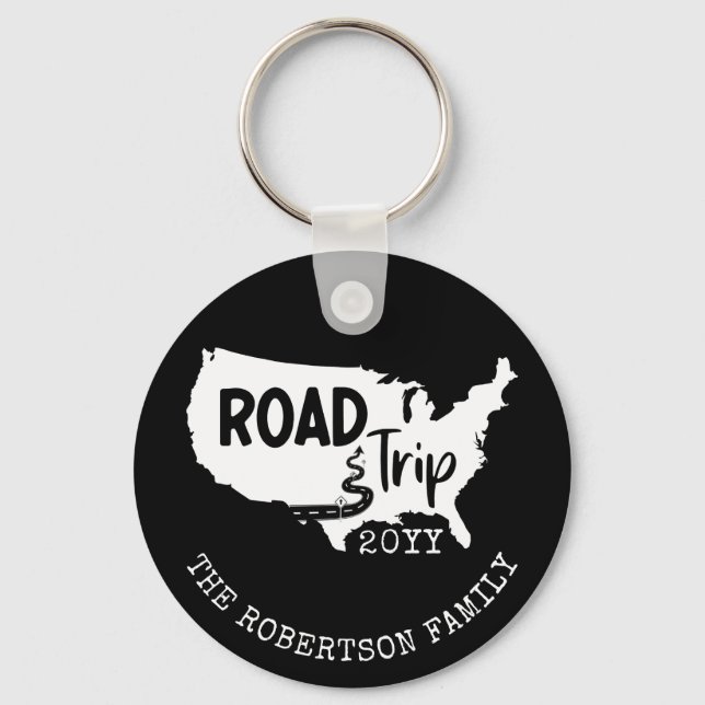 Custom Family Vacation | Family Road Trip USA Map Key Ring (Front)