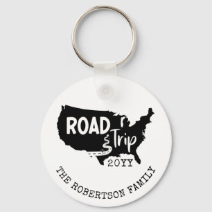Custom Family Vacation   Family Road Trip USA Map Key Ring
