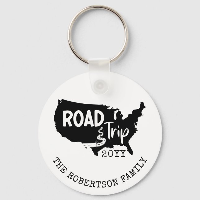 Custom Family Vacation | Family Road Trip USA Map Key Ring (Front)