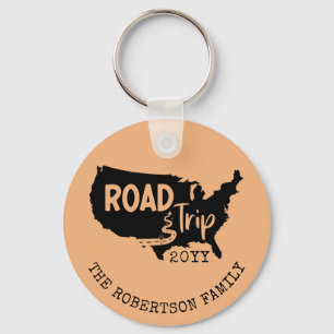 Custom Family Vacation Family Road Trip USA Map Key Ring