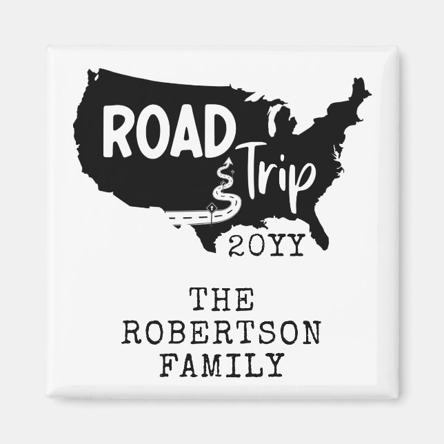 Custom Family Vacation | Family Road Trip USA Map Magnet (Front)