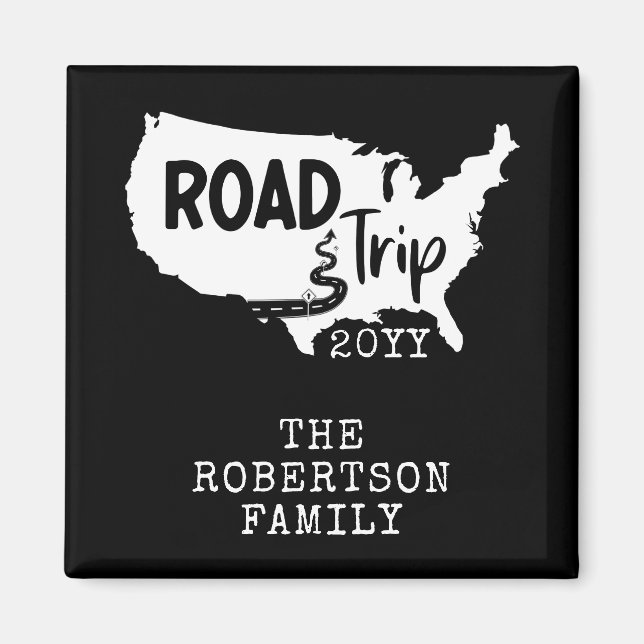 Custom Family Vacation | Family Road Trip USA Map Magnet (Front)