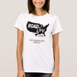 Custom Family Vacation Family Road Trip USA Map T-Shirt