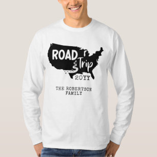 Custom Family Vacation Family Road Trip USA Map T-Shirt