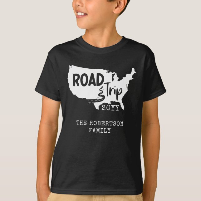 Custom Family Vacation | Family Road Trip USA Map T-Shirt (Front)