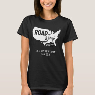 Custom Family Vacation Family Road Trip USA Map T-Shirt