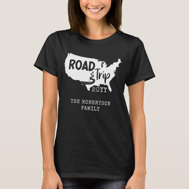 Custom Family Vacation | Family Road Trip USA Map T-Shirt (Front)