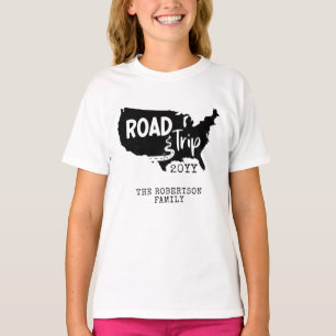 Custom Family Vacation   Family Road Trip USA Map T-Shirt