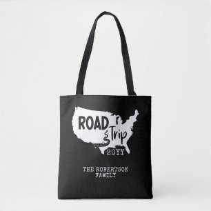 Custom Family Vacation   Family Road Trip USA Map Tote Bag