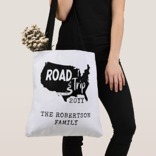 Custom Family Vacation   Family Road Trip USA Map Tote Bag