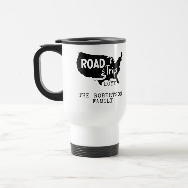 Custom Family Vacation | Family Road Trip USA Map Travel Mug (Left)