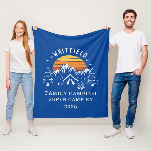Custom Family Vacation Matching Camping Any Colour Fleece Blanket (In Situ)