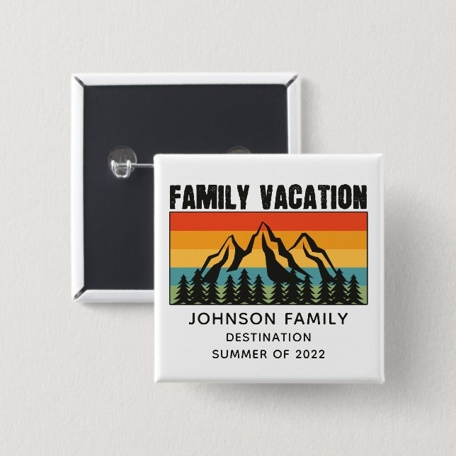 Custom Family Vacation Mountains Hiking Camping  15 Cm Square Badge (Front & Back)