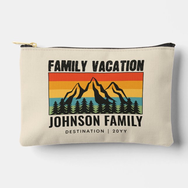 Custom Family Vacation Mountains Hiking Camping Accessory Pouch (Front)