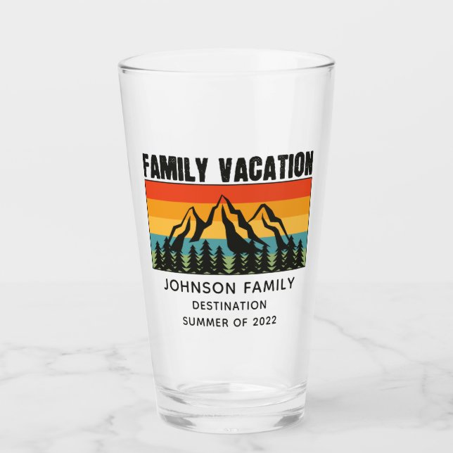 Custom Family Vacation Mountains Hiking Camping Glass (Front)