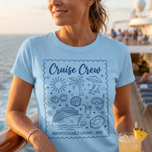 Custom Family Vacation Nautical Cruise Crew Doodle T-Shirt