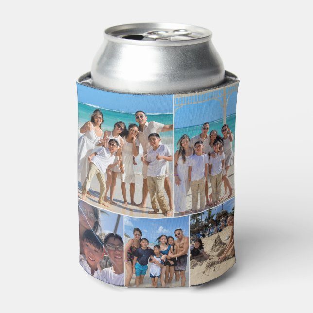 Custom Family Vacation Photo Collage Can Cooler (Can Front)